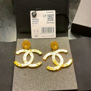 Chanel Large Paris Button Earrings